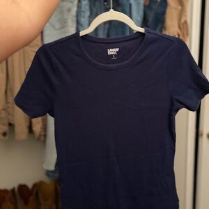 Lands' End Women's Dark Blue Short Sleeve Tee